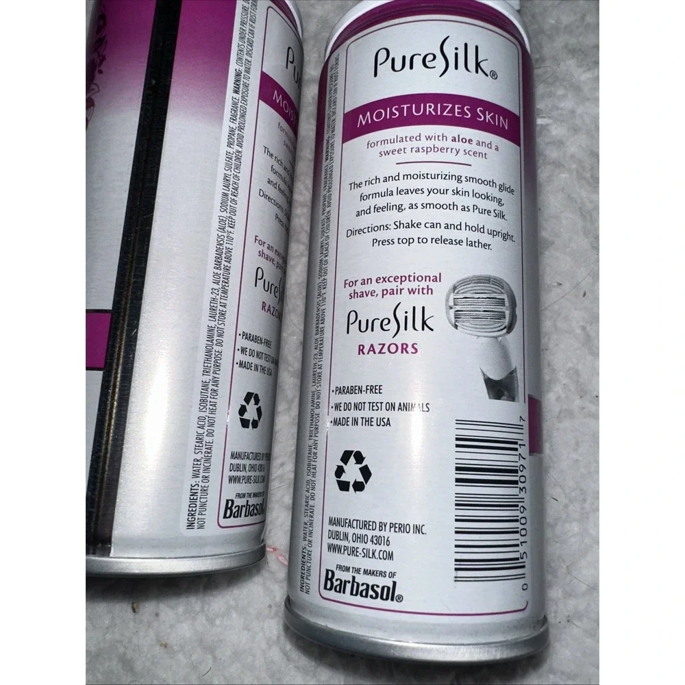 Pure Silk Shave Cream with Aloe, Raspberry Mist, 5 OZ Lot Of 2